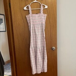 French Connection Pink Plaid Maxi Dress